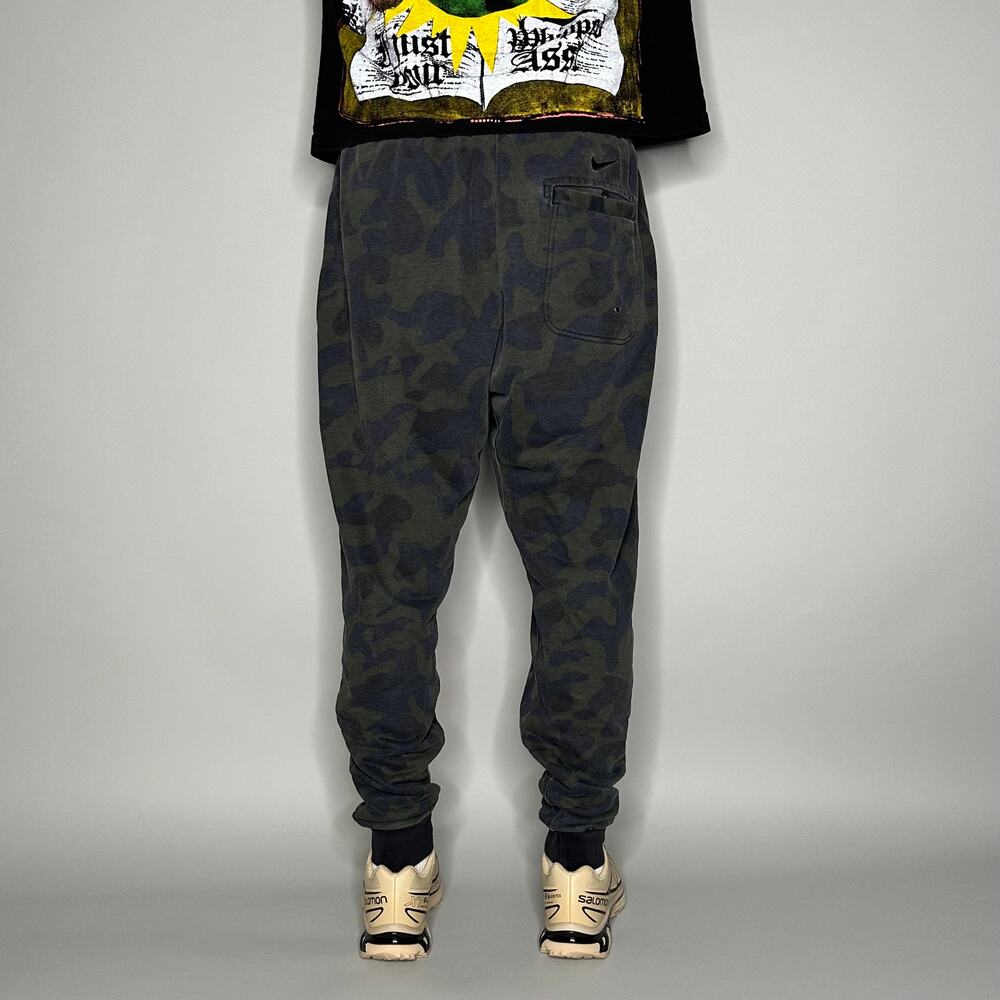 Vintage Y2K Nike Sweatpants Mens L Woodland Camo Black Swoosh Cotton Joggers - Picture 3 of 5